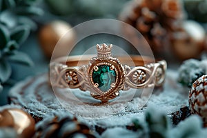 Claddagh ring, with its heart, hands, and crown motif, symbolizing love, friendship, and loyalty, elements cherished