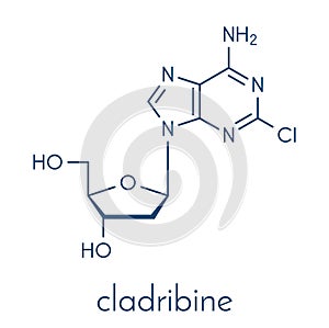 Cladribine cancer drug molecule. Skeletal formula. photo