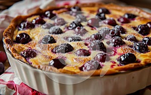 Clafoutis - a baked French dessert with cherries