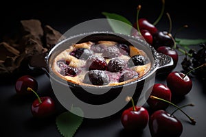 Clafoutis Cherry Pie, Clafouti Fruit Dessert, French Cherrypie, Abstract Generative Ai Illustration