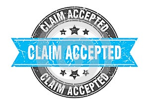 claim accepted round stamp with ribbon. label sign