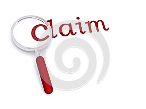 Claim with magnifying glass