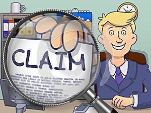 Claim through Magnifying Glass. Doodle Concept.