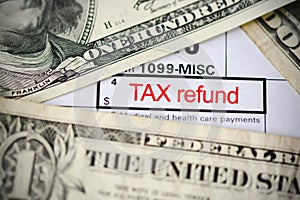 Claim a tax refund concept with form template