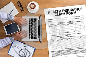 CLAIMS Health insurance form , claims document of the customer photo
