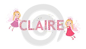 Claire female name with cute fairy tale photo