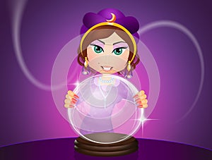 Clairvoyant with crystal ball