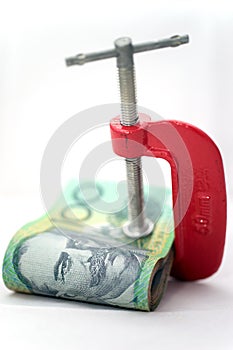 Clamped Paper Money Isolated photo