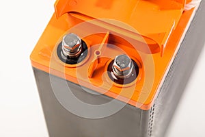Clamps of industrial lead acid battery photo