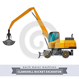 Clamshell bucket material mover machine