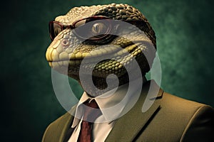 Clandestine Reptilian ruler secret. Generate Ai photo