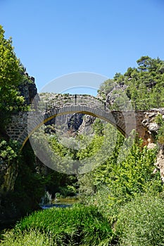 Clandras Bridge on Banaz river in Usak Turkey made by Phrygians and hydro electric central