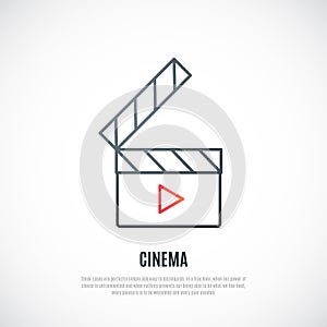 Clapboard line icon isolated on white background.