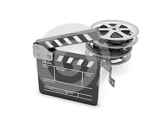 Clapboards and film reel