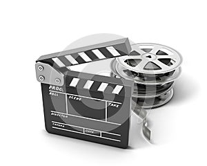 Clapboards and film reel