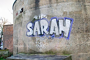 CLAPHAM, LONDON, ENGLAND- 16 March 2021: RIP SARAH graffiti in Clapham, in memory of Sarah Everard who was murdered by a