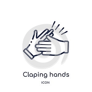Claping hands icon from party outline collection. Thin line claping hands icon isolated on white background