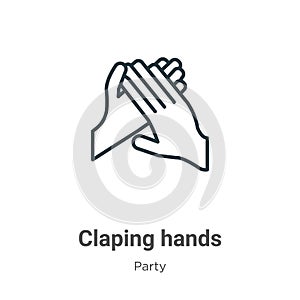 Claping hands outline vector icon. Thin line black claping hands icon, flat vector simple element illustration from editable party