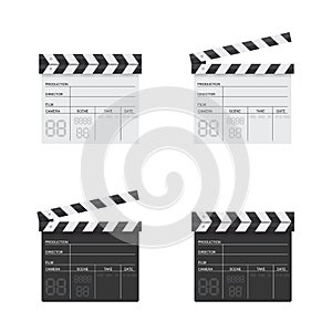 Clapper board black and white illustration