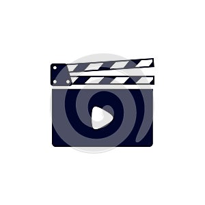 Clapperboard icon Logo vector template, Creative Movie logo concept, Icon symbol, Illustration
