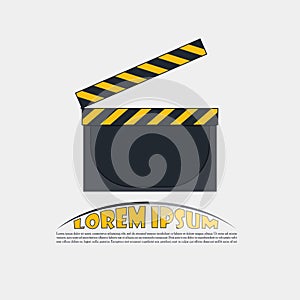 Clapperboard logo design. Art design camera lens for design and illustrations Vector vintage illustration. Vector illustration.