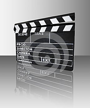 Clapperboard with reflection