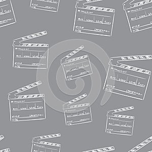 Clapperboard sketch seamless on grey