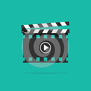 Clapperboard vector icon isolated, clapboard slate filmmaking device in filmstrip