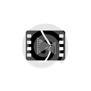 Clapperboard vector illustration, flat style clapperboard with play button, device, video movie clapper equipment