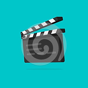 Clapperboard vector illustration isolated, flat cartoon design clapper board icon in 3d, filmmaking device, video movie