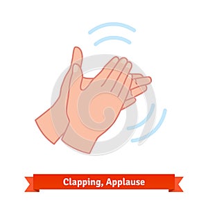 Clapping applauding hands, diverging sound waves