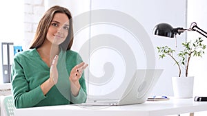 Clapping, Creative Designer Woman Applauding at Work for Winning Deal