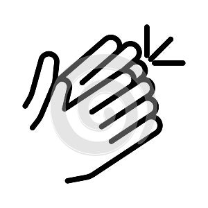 Clapping hand icon linear logo mark in black and white