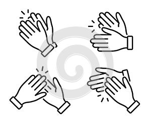 Clapping hands icon. Applause clap. Symbol in outline style. Vector photo