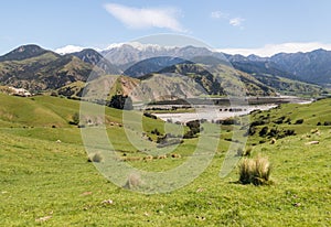 Clarence river valley with Seaward Kaikoura mountains in background