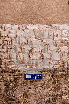 Clarens, Switzerland - Rue Byron street sign