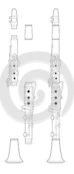 Clarinet Illustration black and white