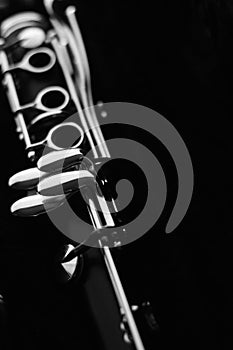 Black and white of clarinet keys