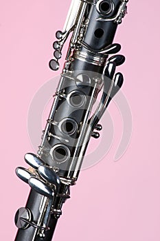 Clarinet Music Instrument Isolated On Pink