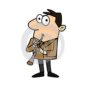 Clarinet player cartoon vector illustration