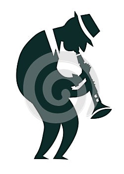 Clarinet player silhouettes vector illustration