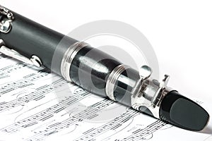 A clarinet on a white background