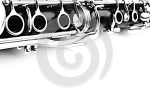 Clarinet woodwind instrument isolated on white background