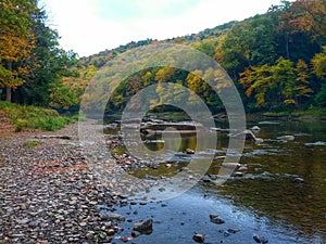 Clarion River with fall foliage