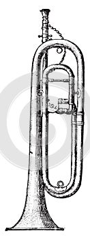 Clarion-trumpet, vintage engraving