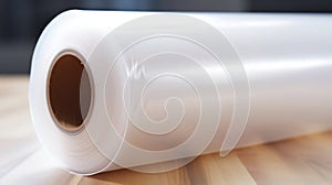 Clarity in Detail: Close-up of a Plastic Wrap Roll. Generative ai