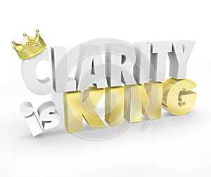 Clarity is King 3d Words Simple Communication Message Understand
