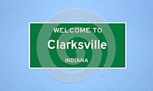 Clarksville, Indiana city limit sign. Town sign from the USA.