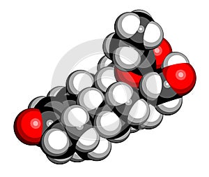 Clascoterone drug molecule. 3D rendering.