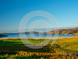 Clashnessie bay in Sutherland in the Scottish Highlands